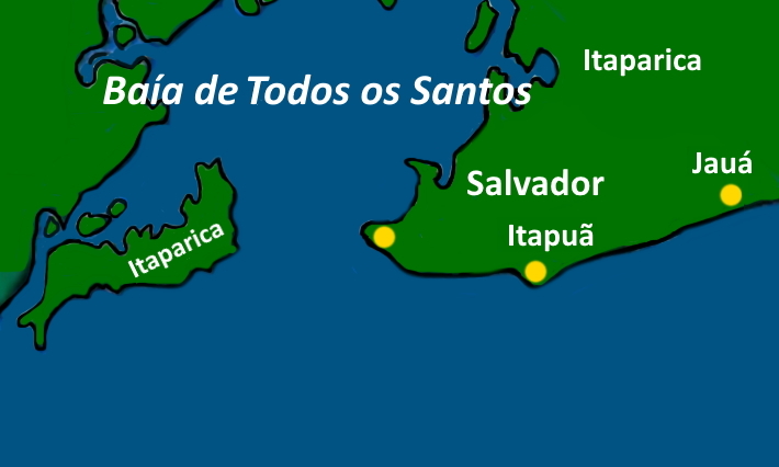 Mapa dos naufrágios de Salvador