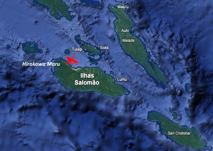 Especial - TOP 10 naufrágios - Pacífico 17 Hirokawa Maru mapa
