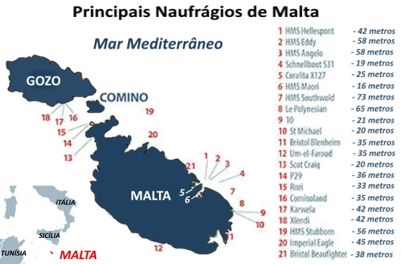 Especial - Naufrágios de Malta 4 Malta Mapa