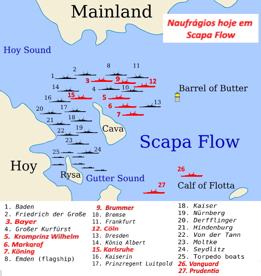 Especial - Scapa Flow 6 Scapa Flow mapa naufragios